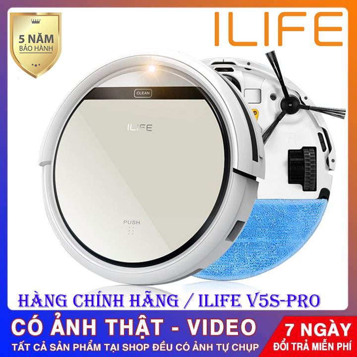 Máy hút bụi tự động robot hút bụi thông minh ilife v5s procó khay nước3 chế độ: quéthútlaulực hút siêu mạnh