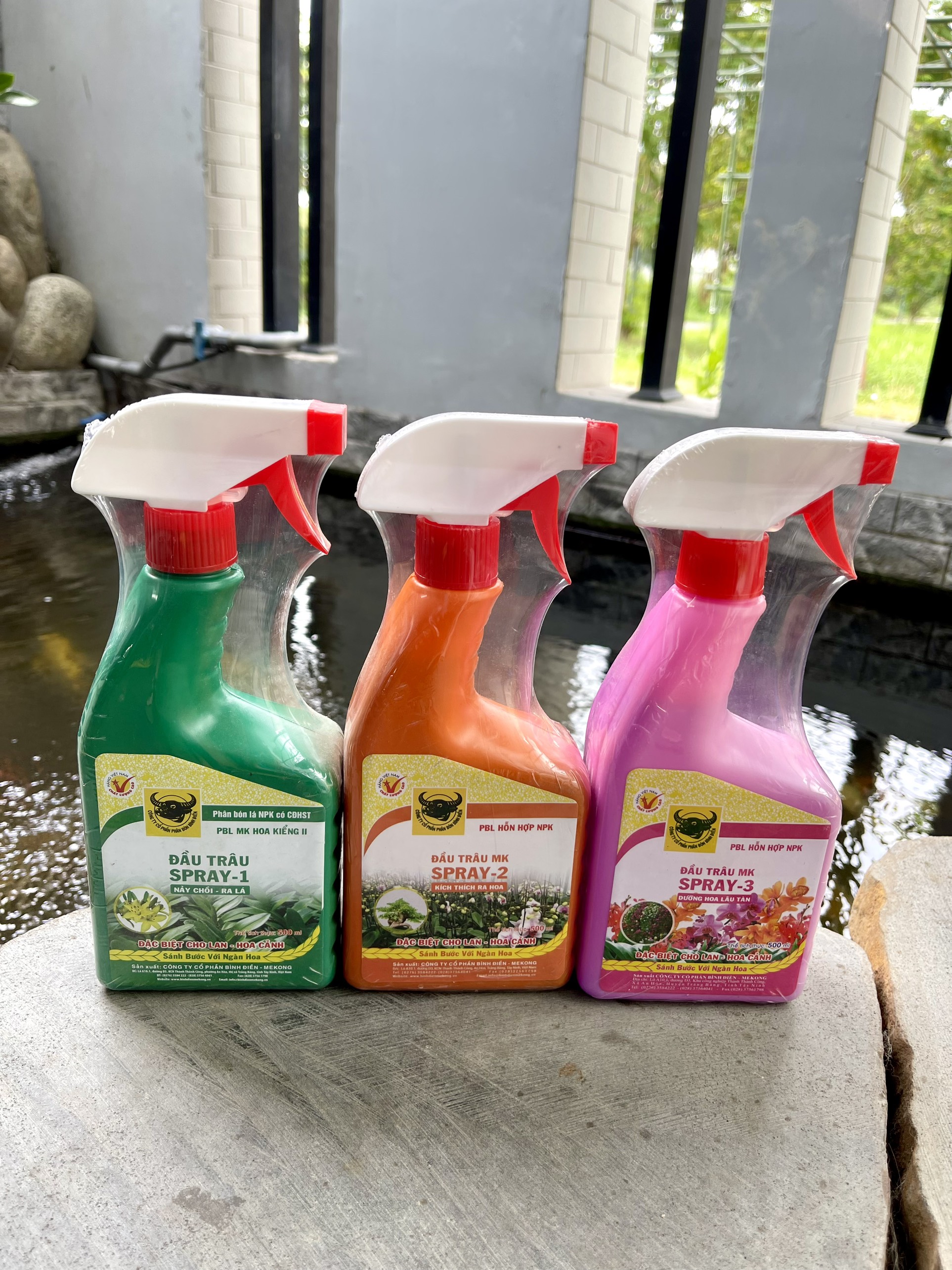 Phân bón spray 1 2 3 chai 500ml đầu trâu,  phân nước phun xịt qua lá