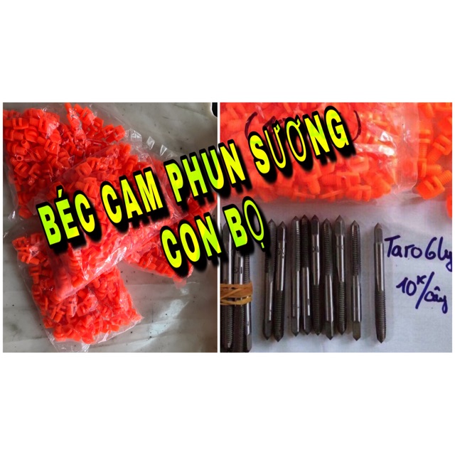 Béc bọ cam phun sương- 1 túi - gồm 100 bec + taro 6 ly. béc phun sương, béc tưới vườn.