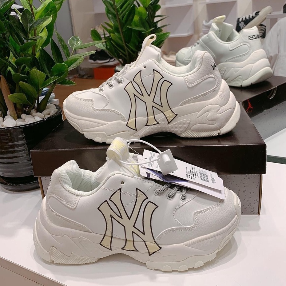 Giày thể thao/giày sneaker mlb ny vàng chuản hàn quốc bản logo in 3d - full box phụ kiện