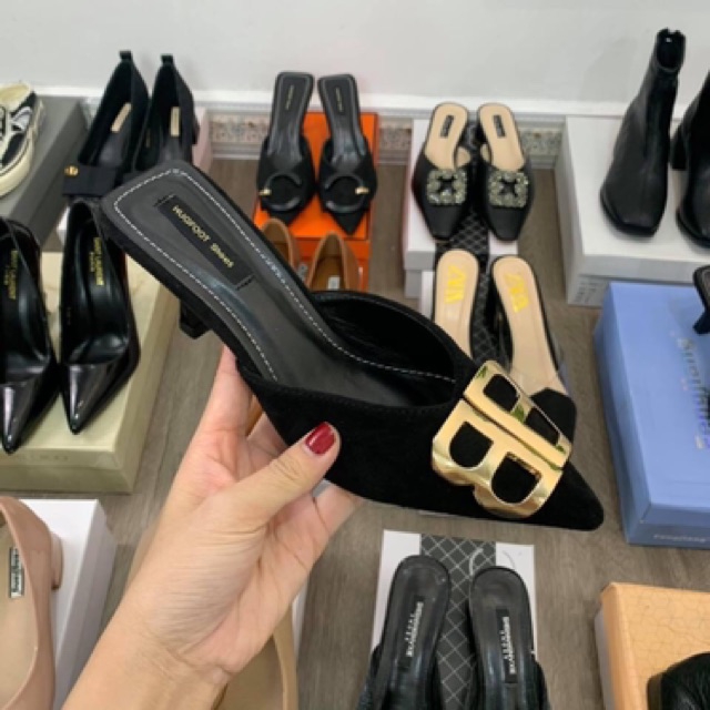 Giày sục cao gót chữ B hàng đẹp siêu phẩm Mixteen Store