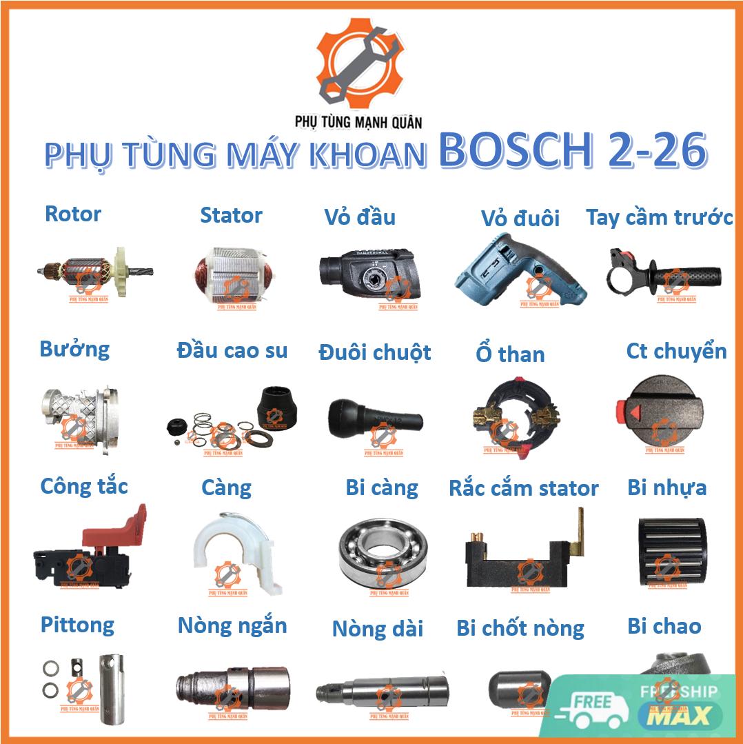 phụ tùng máy khoan BOT Bosc hh 2-26 - rotor - stator - vỏ máy- công tắc- bánh răng- nòng-càng -bi -than -bát búa- trục