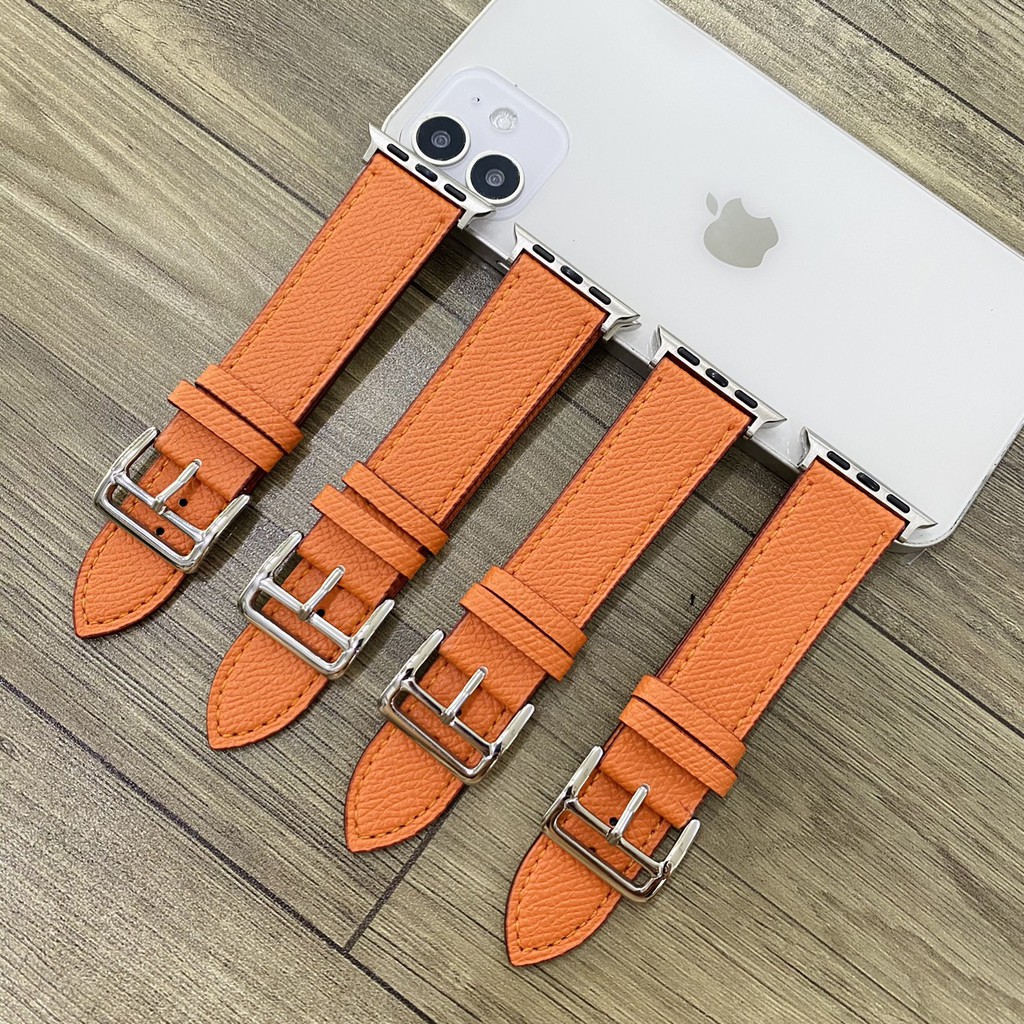 Dây da sần màu cam đẹp xuất sắc dành cho apple watch