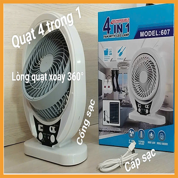 Quạt tích điện 4 in 1 - quạt để bàn