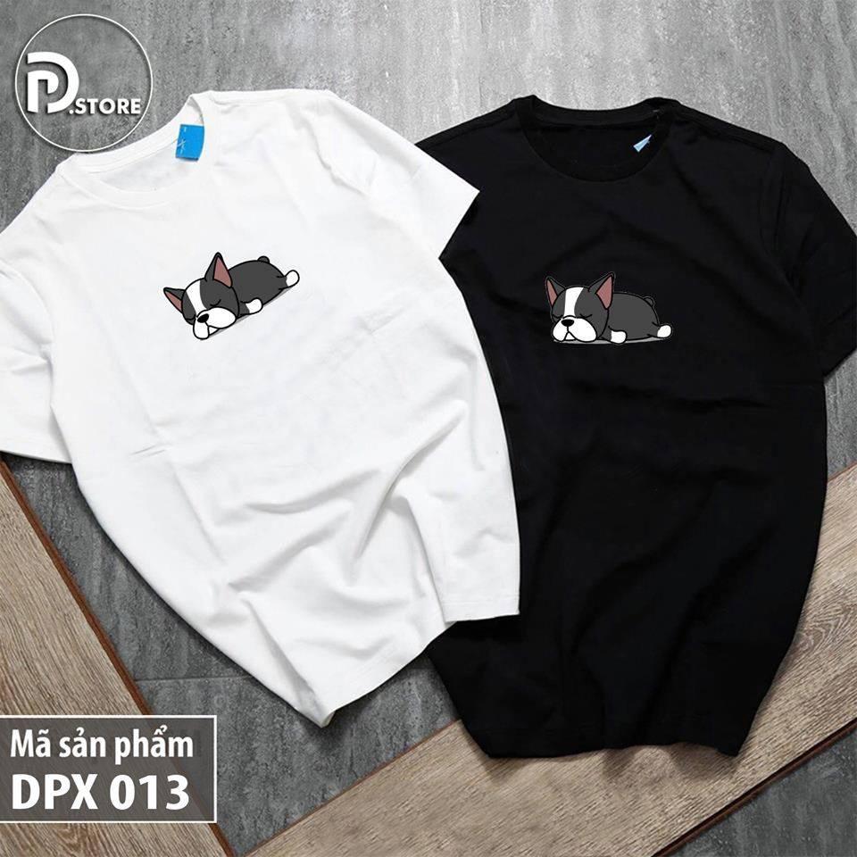 Áo thun unisex chó nằm ngủ có bigsize thun dày mịn