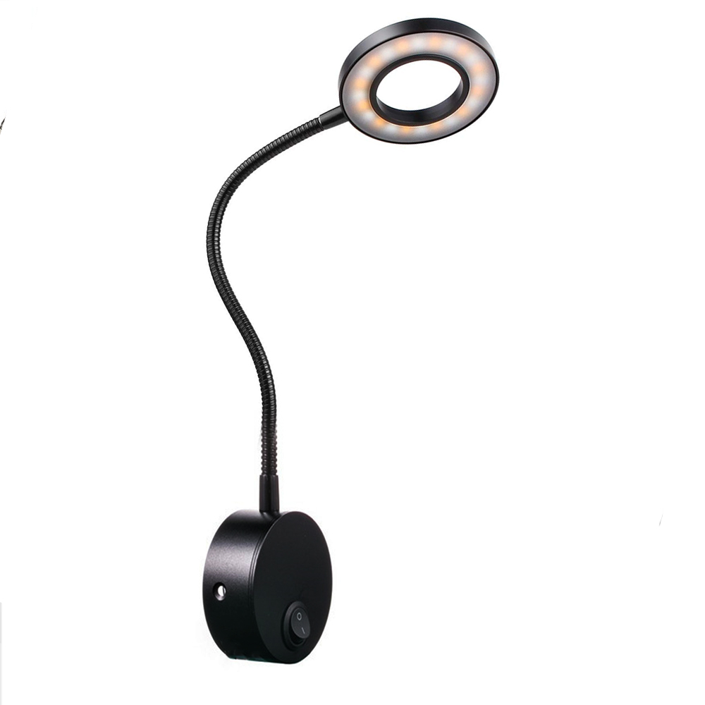 Đèn đọc sách đầu giường Kiểu dáng cổ ngỗng, Loại gắn tường, Ánh sáng chiếu rọi Led 3W - DW013
