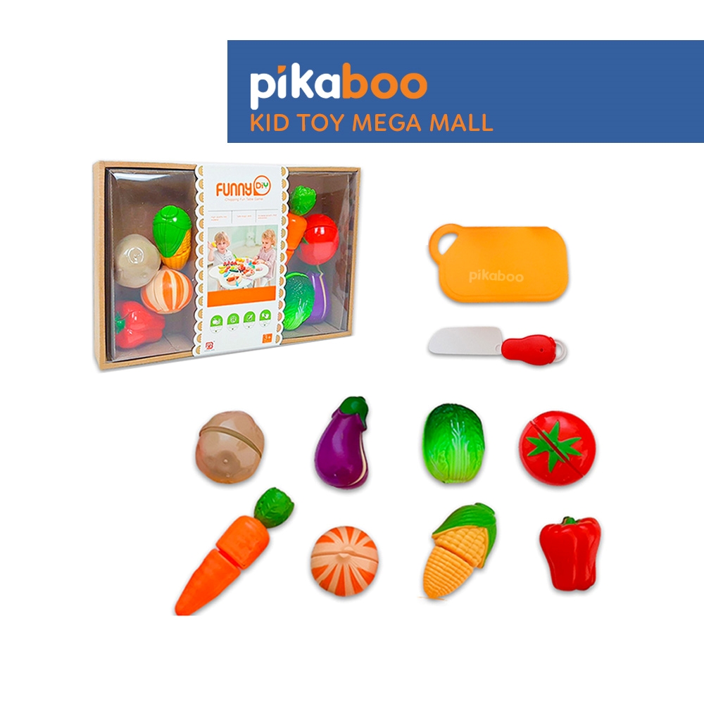 Đồ chơi cắt bánh hoa quả và rau củ cho bé Pikaboo bằng nhựa cao cấp an