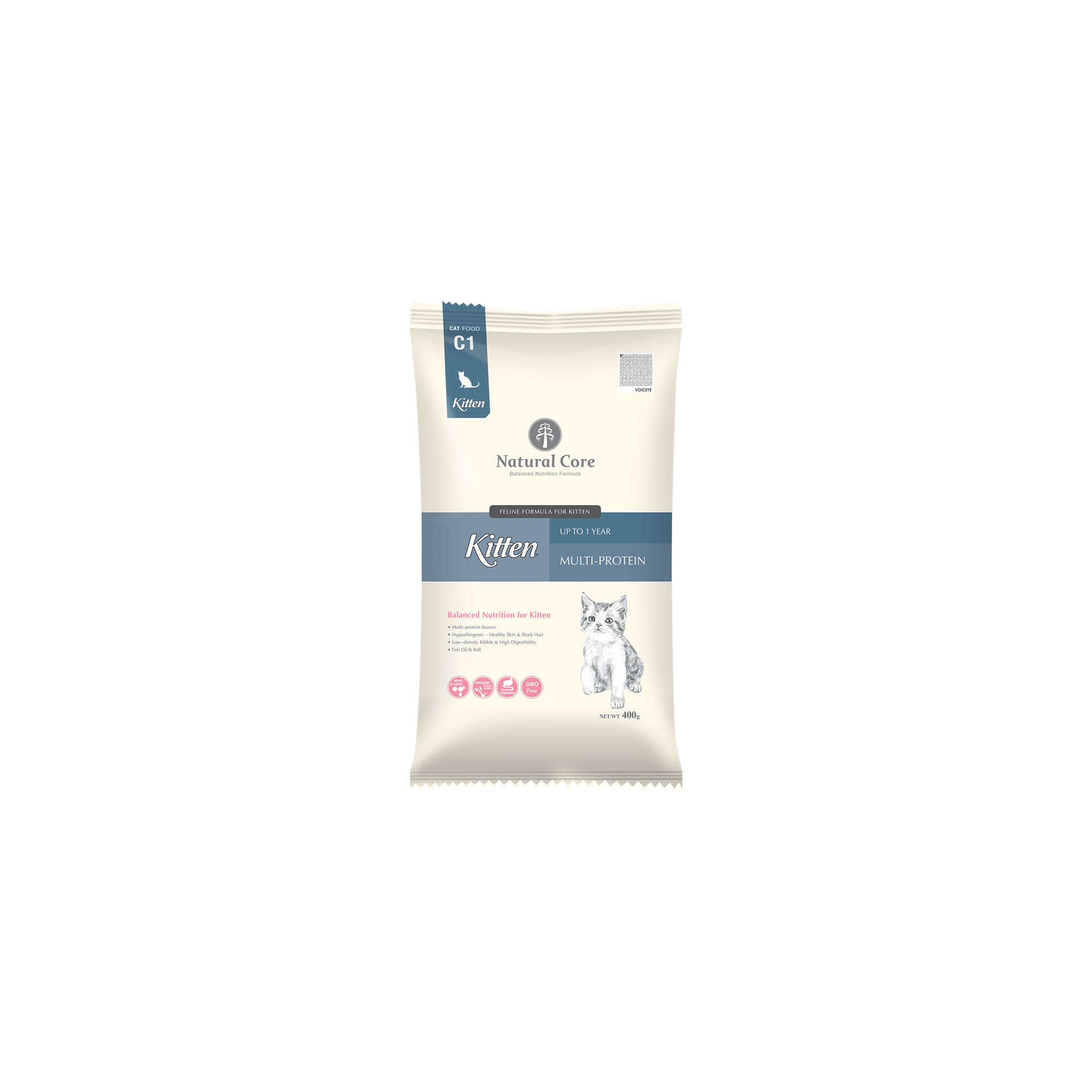 Thức ăn hạt khô hữu co cho mèo con Natural Core C1 Kitten 400g