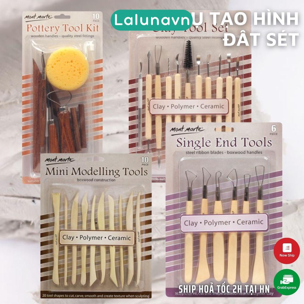 Bộ dụng cụ điêu khắc làm đất sét nghệ thuật đồ gốm nặn tao hình Mont Marte Lalunavn - B82