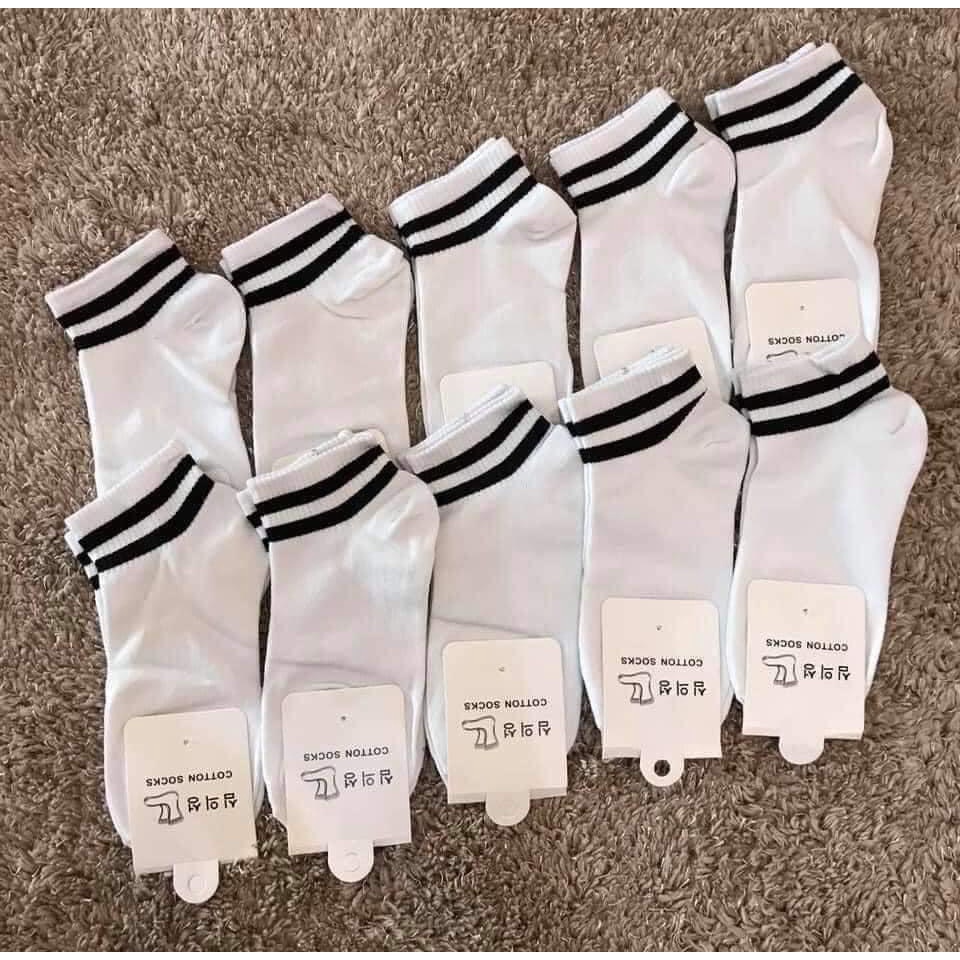 Set 10 Đôi Tất Kẻ Hàn Quốc Dành Cho Cả Nam Nữ 100% cotton Free size 37-38-39-40-41-42