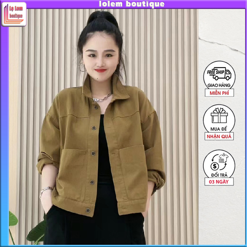 Áo khoác kaki Nữ croptop Hàn quốc lửng cao cấp phối túi hộp cá tính sành điệu - Lolem Boutique