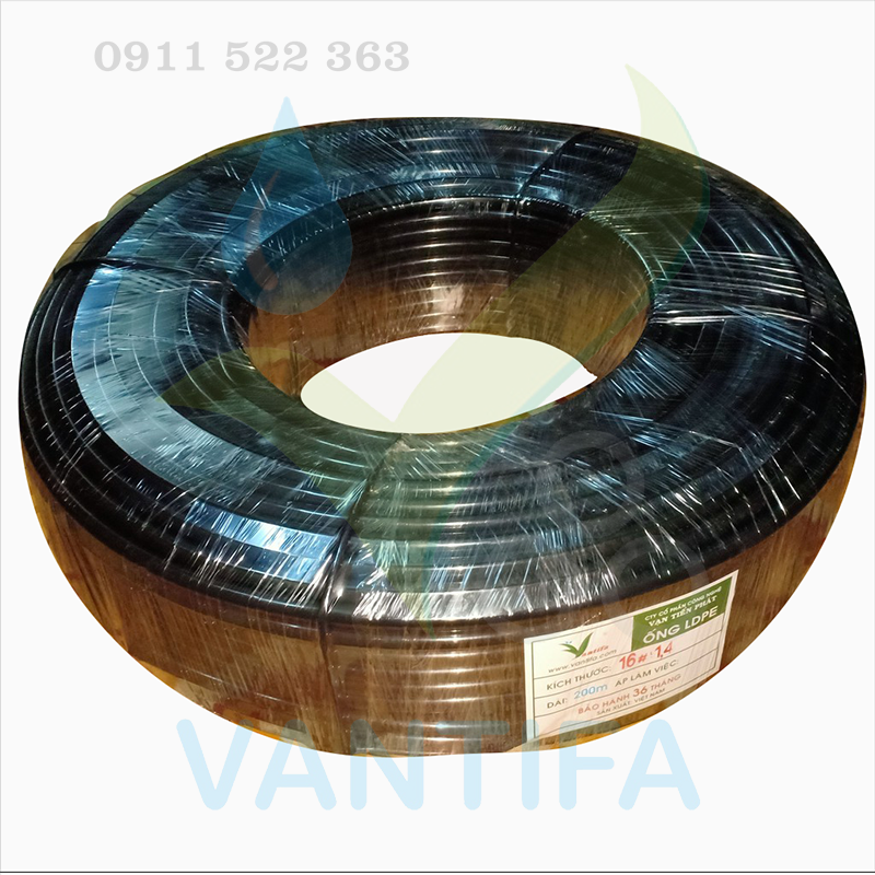 Cuộn 50/100m ống ldpe 16mm 16x1.4 pn 8bar màu đen vantifa tưới cây phun mưa nhỏ giọt nhựa bóng độ bền cao