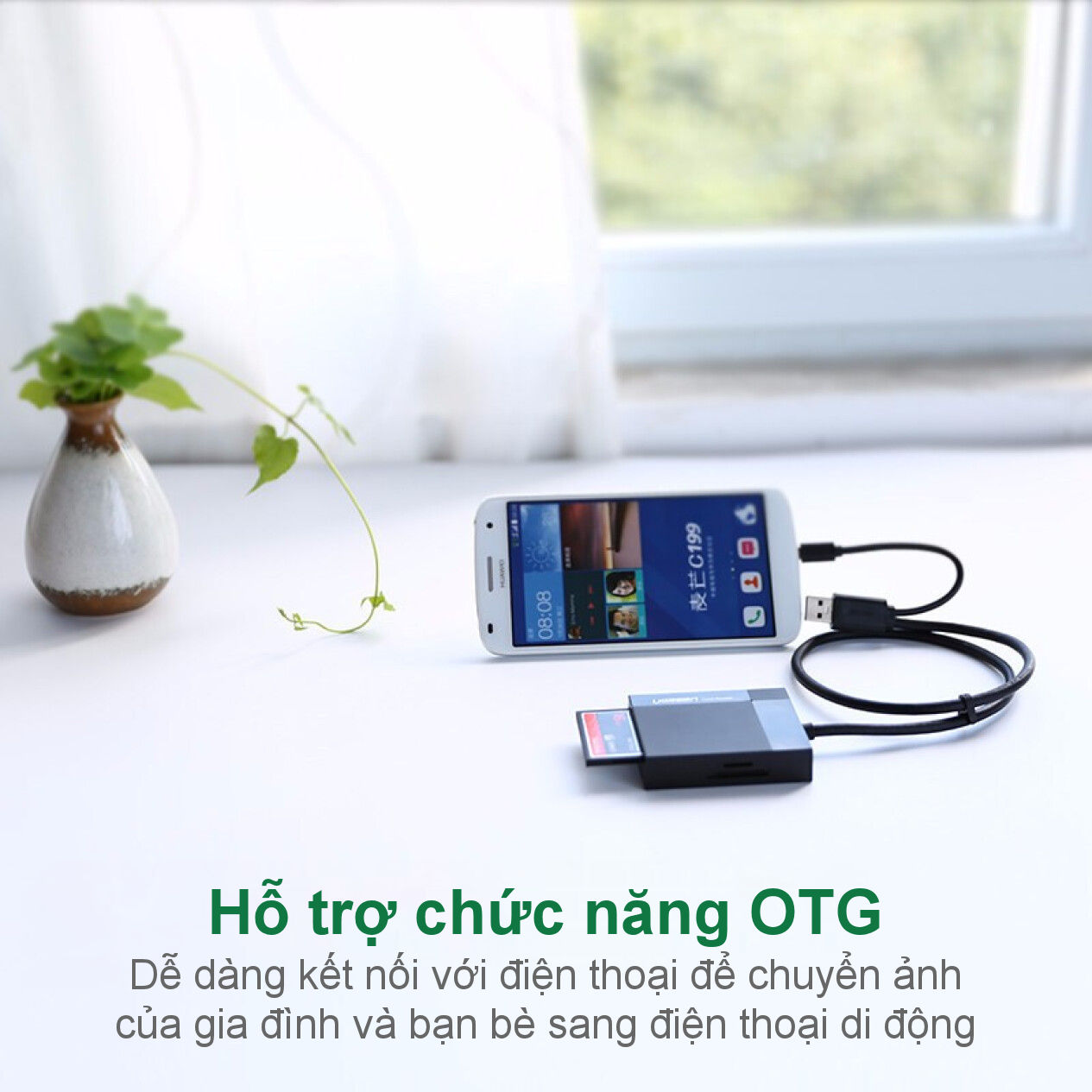 Đầu đọc thẻ hỗ trợ cổng 2 in 1 USB 3.0 / USB type C cho thẻ CF / SD / MS / TF chức năng OTG dài 50cm UGREEN CR125 Đầu đọc thẻ hỗ trợ cổng 2 in 1 USB 3.0 / USB type C cho thẻ CF / SD / MS / TF chức năng OTG dài 50cm UGREEN CR125