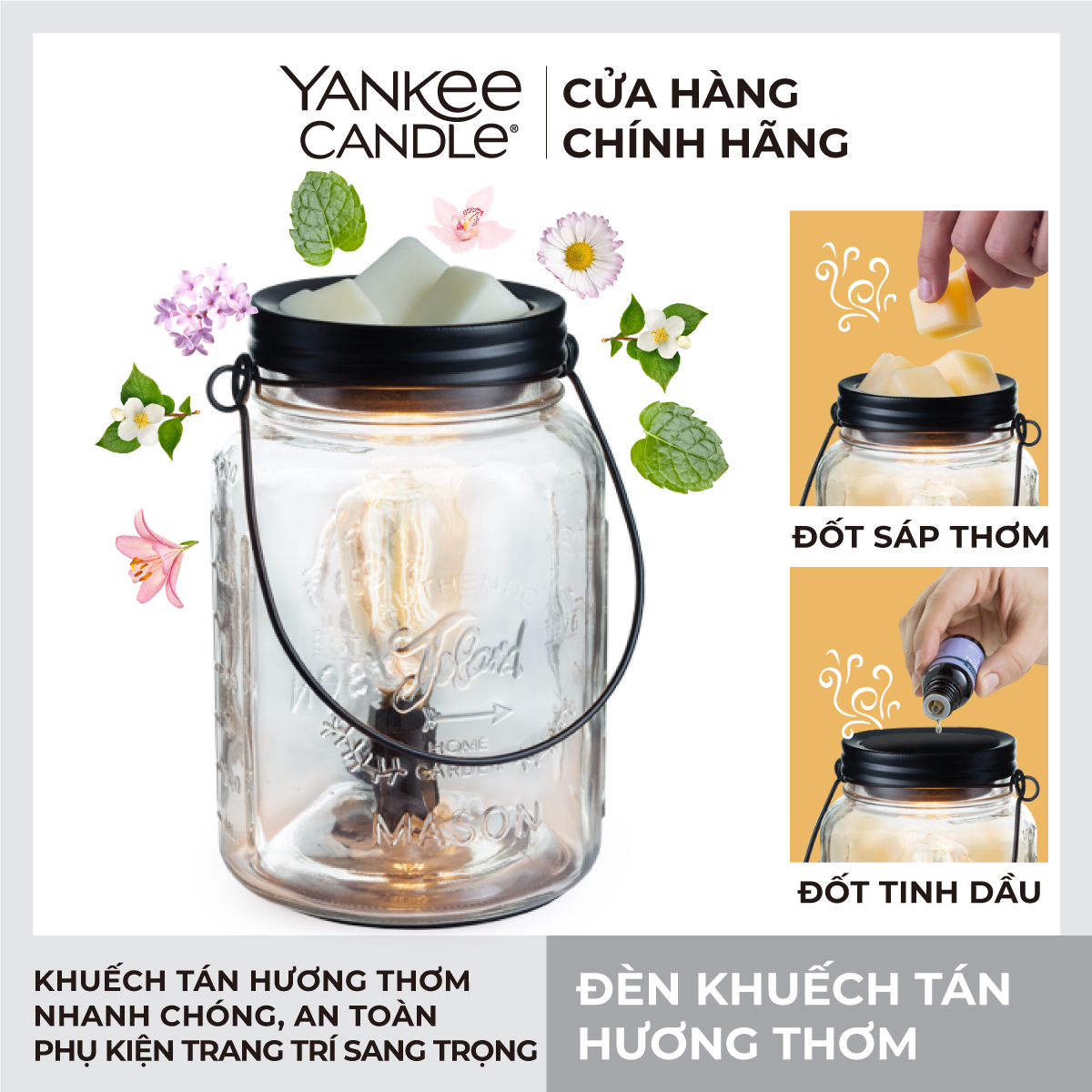 Đèn khuếch tán hương thơm Yankee Candle - Mason Jar