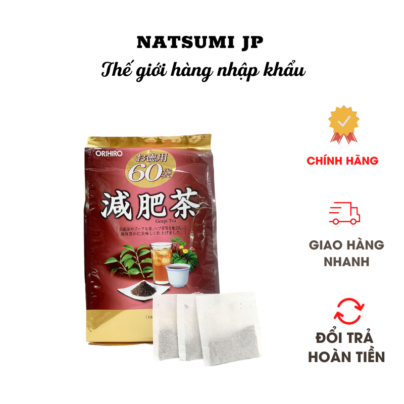 Trà Genpi Orihiro hỗ trợ giảm mỡ thừa 60 gói/túi chính hãng Nhật Bản