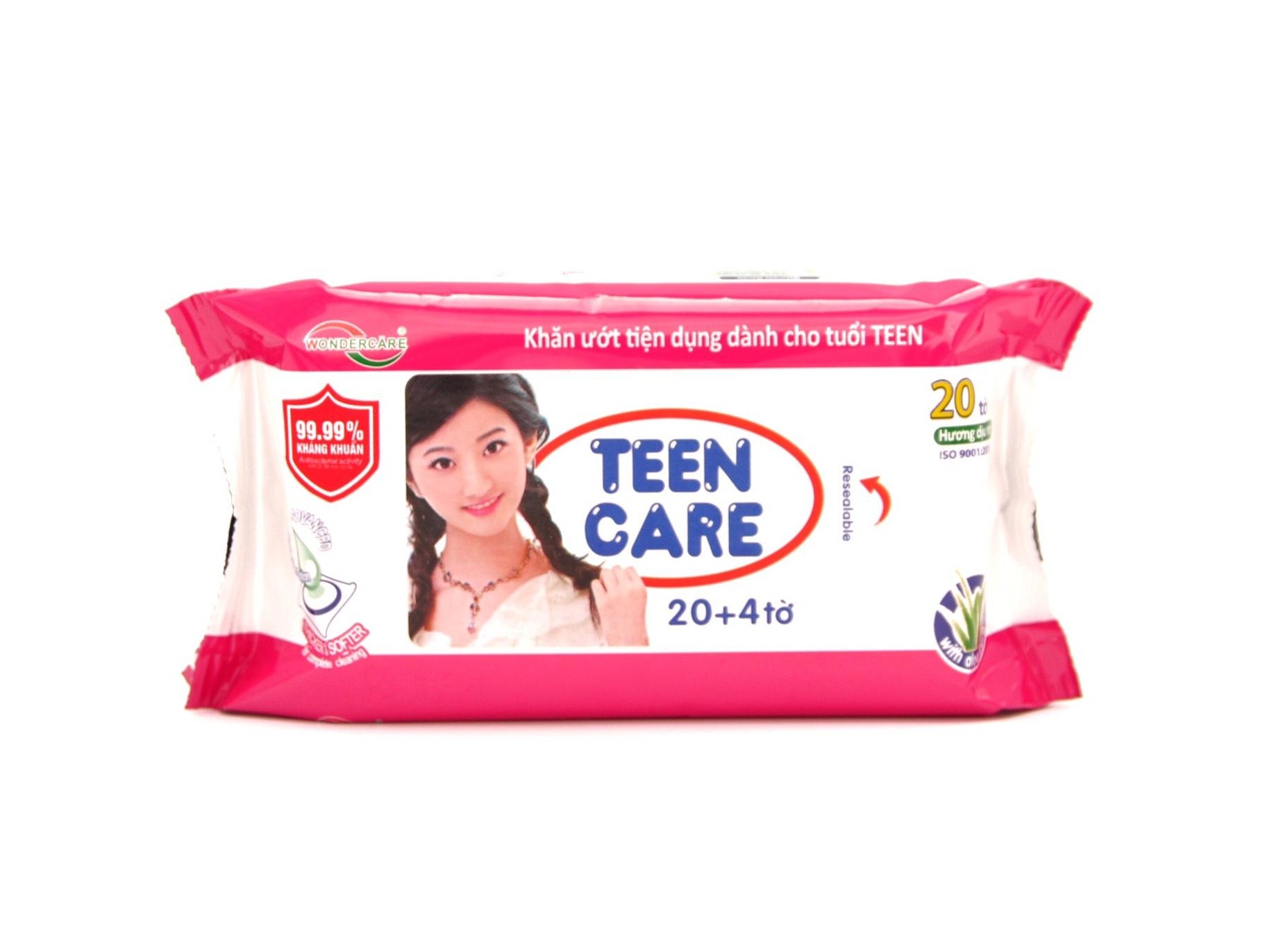 Khăn giấy ướt TeenCare 20 miếng – Hương Lài , tiện mang đi làm, đi học,du lịch, pinic( Màu hồng)