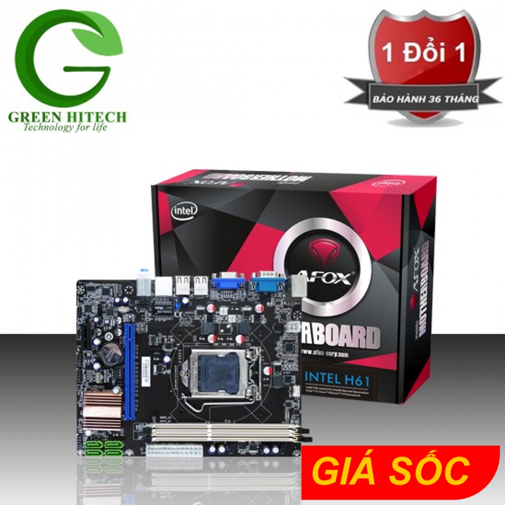 Bo mạch chủ - mainboard afox h61 - main chính hãng bh 36 tháng