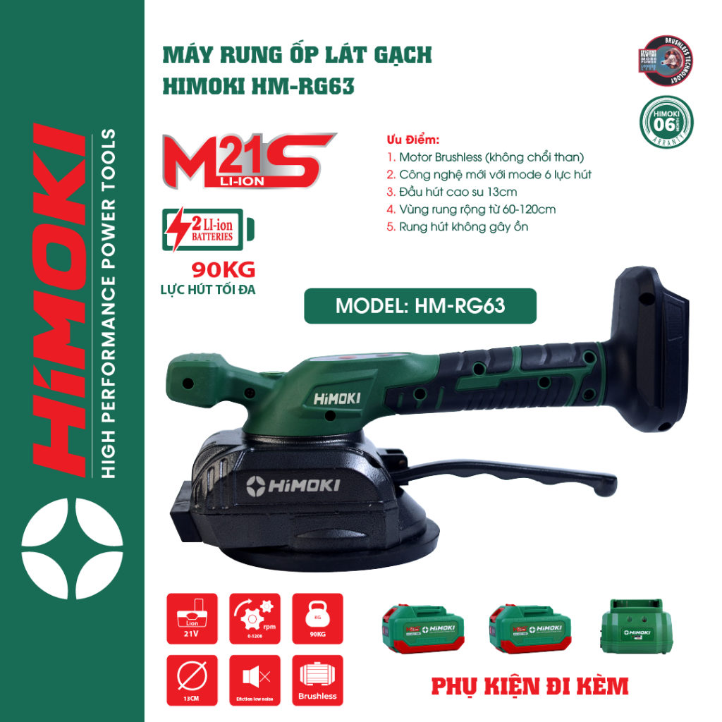 Máy rung ốp lát gạch dùng pin siêu khỏe - máy lát gạch men - máy hút gạch - đầm rung hút gạch himoki bảo hành 6 tháng