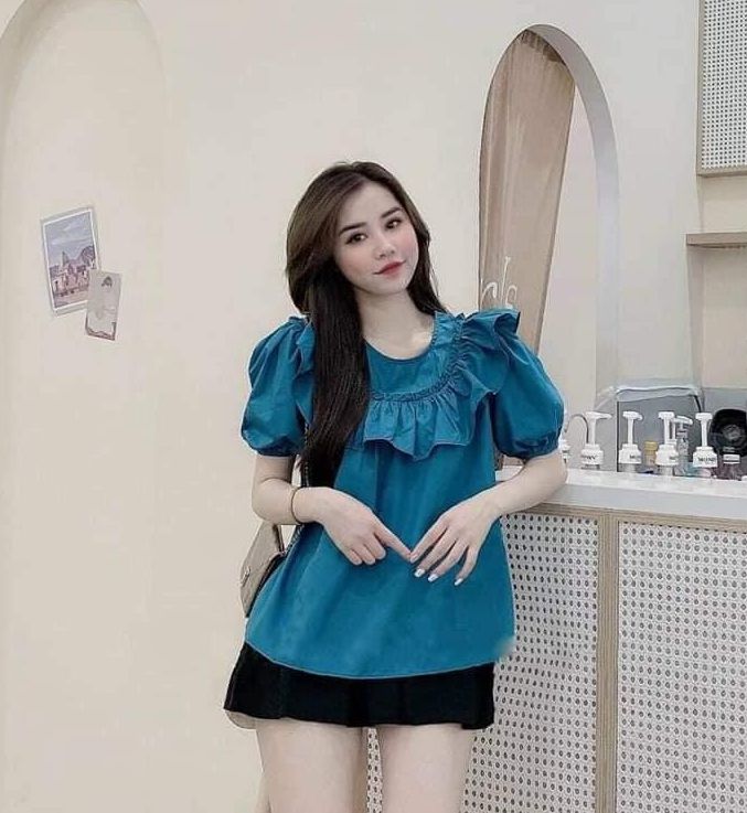 áo bầu đẹp- áo thêu hoa xinh xắn chất đũi mát nhẹ