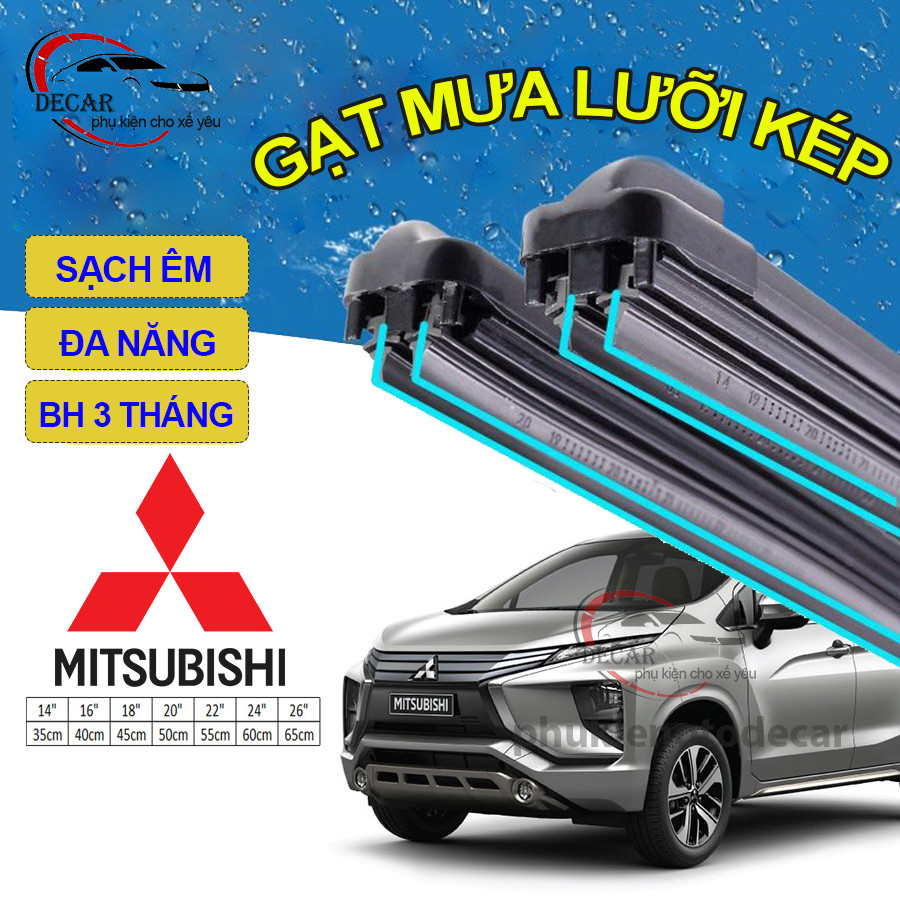 Gạt mưa lưỡi kép cao cấp, bộ cần gạt kính nước mưa 2 lưỡi khung mềm ô tô Gạt mưa lưỡi kép cao cấp, bộ cần gạt kính nước mưa 2 lưỡi khung mềm ô tô MITSUBISHI XPANDER, ATTRAGE, OUTLANDER, TRITON