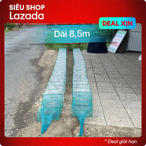 Lồng Bát Quái 29 Khung, lú 12 cửa ngục - Dài 8m , 26 hom (Mắt lưới 0,7cm) Vành nặng 3,3kg