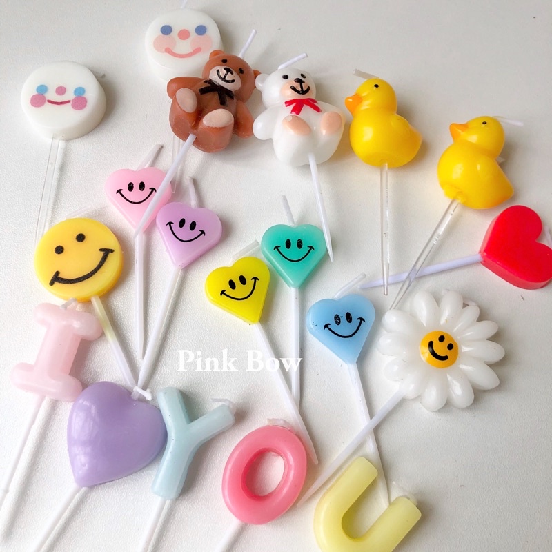 Nến sinh nhật hình con gấu/hoa cúc/vịt/tim/mặt cười/Mèo/Chó