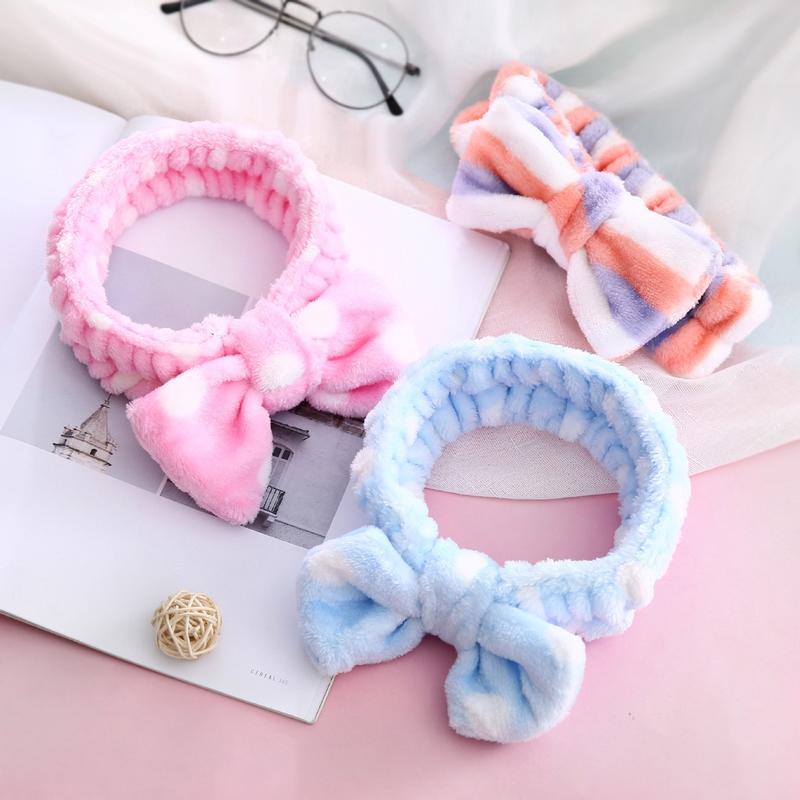 Băng đô thắt nơ thiết kế đơn giản phong cách dễ thương,Băng đô bờm cài make up/ rửa mặt cho K002