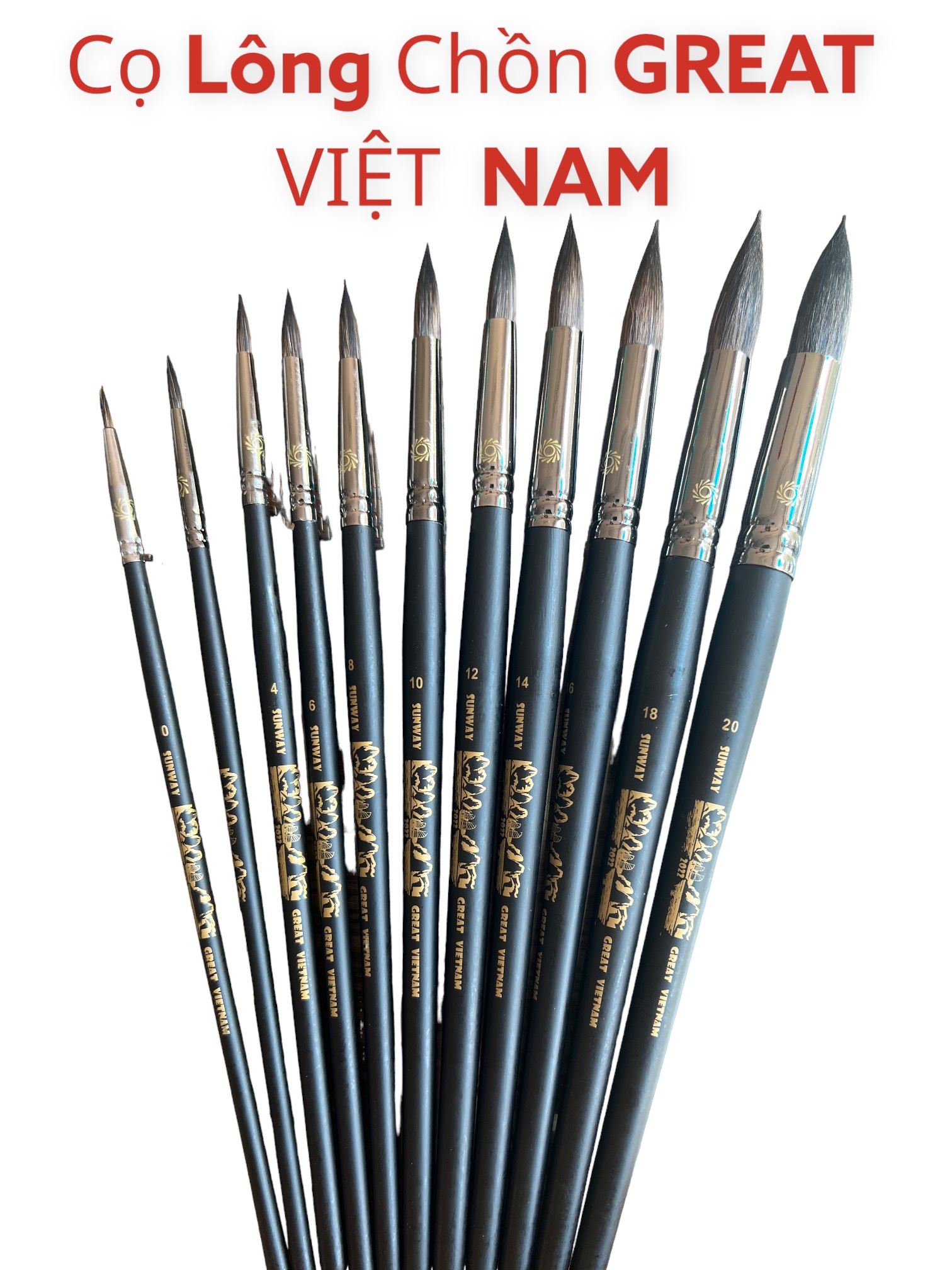 Cọ tròn nhọn sunway 2022 great vietnam lông chồn