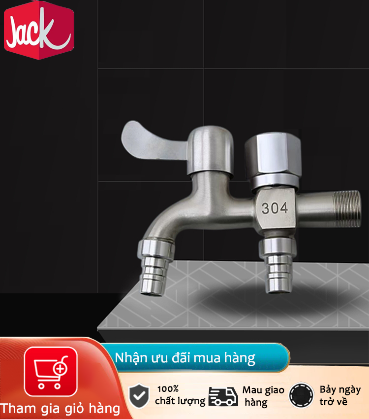 Jack Vòi phòng tắm bằng thép không gỉ Vòi bếp inox 304 2 vòi nước.