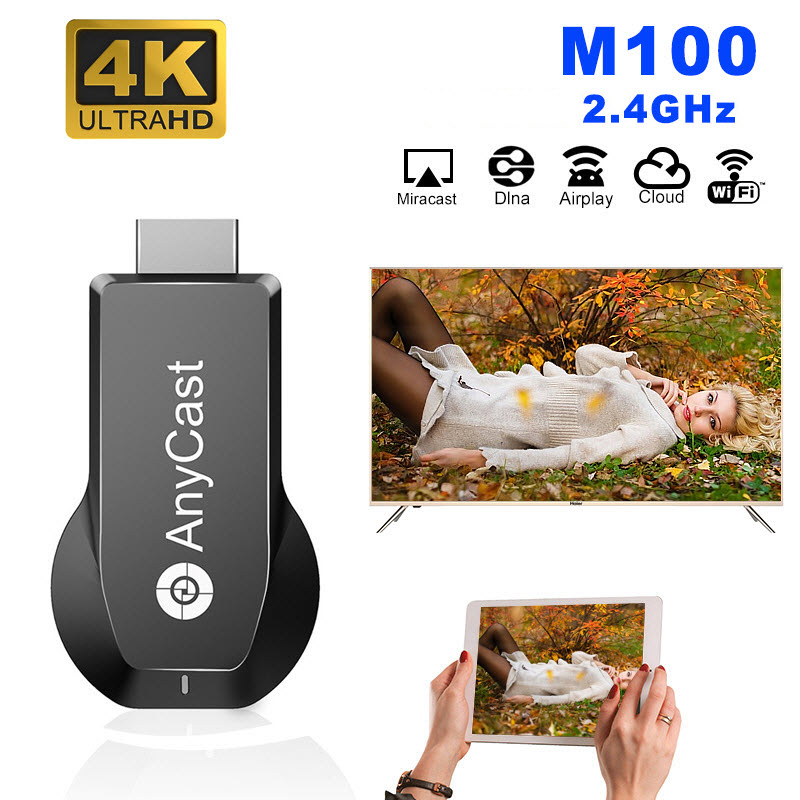 Thiết bị kết nối không dây HDMI Độ phân giải 4K ANYCAST M100  băng tần Wifi 2.4G - Hdmi Android M100 2.4G 4K Miracast Wireless DLNA AirPlay Anycast WiFi Display Receiver Dongle Support Windows Andriod IOS PC