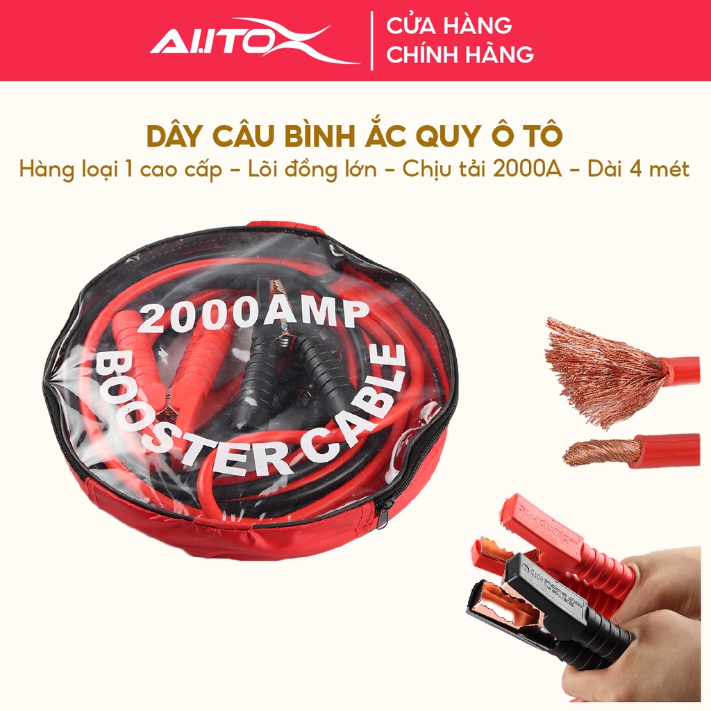 Dây câu bình ắc quy ô tô AutoX giúp kích điện ắc quy cứu hộ lõi đồng siêu to chịu tải đến 2000A