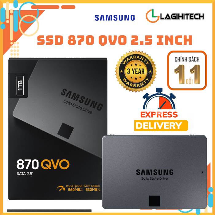 [Trả góp 0%] *LAGIHITECH* Ổ Cứng gắn trong SSD Samsung 870 QVO 1TB / 2TB / 4TB / 8TB - 2.5 inch SATA iii Bảo Hành 3 năm - Chính hãng Samsung