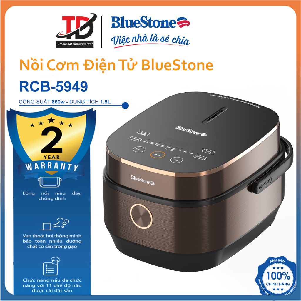  Nồi Cơm Điện Tử Bluestone RCB-5949 Lòng Nồi Niêu 1.5Lit-860w Bảo Hành Chính Hãng 2 Năm 