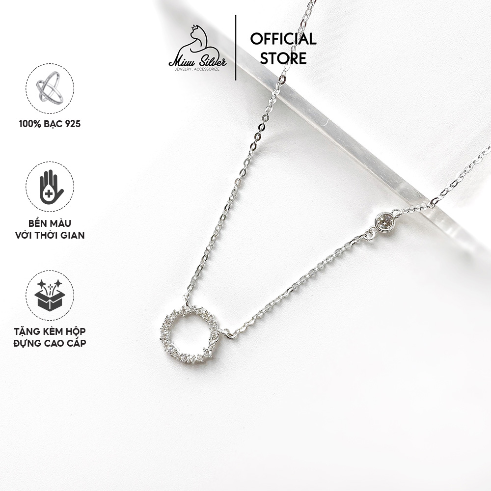Dây chuyền nữ Huyền thoại biển xanh Miuu Silver vòng cổ bạc mặt tròn đính đá sang trọng HTBX Giao nhanh 2H Hà Nội