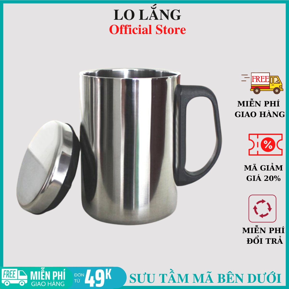 Ca giữ nhiệt 500ml inox , ly giữ nhiệt có nắp đậy kín 2 lớp cốc giữ nhiệt