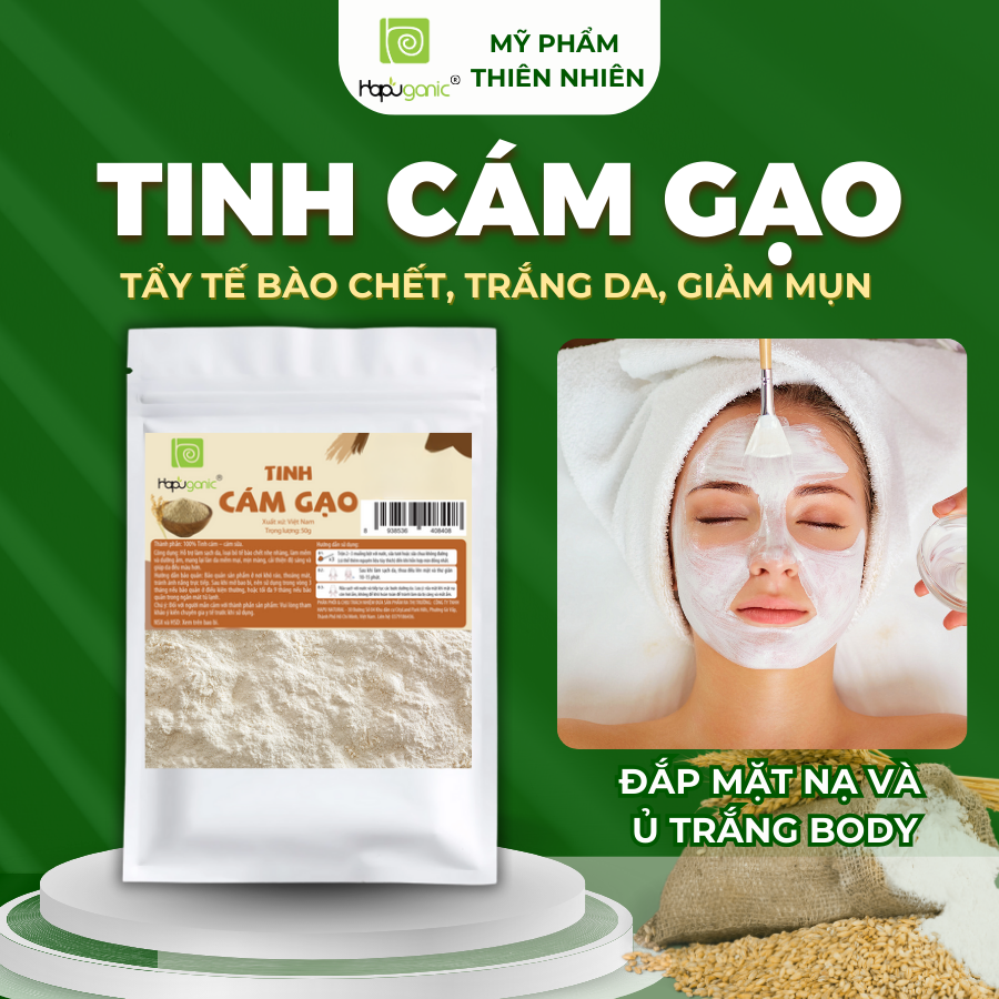  Bột Tinh Cám Gạo Nguyên Chất Hapuganic Mặt Nạ Bột Đắp Mặt Trắng Da Ngừa Mụn Tẩy Tế Bào Dưỡng Da Mềm Mịn 