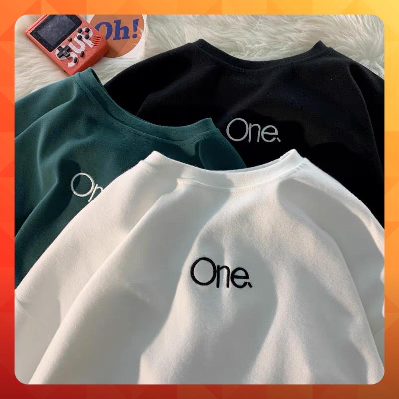 Áo thun tay lỡ form rộng thêu chữ ONE - phông ulzzang oversize unisex nam nữ Korpa