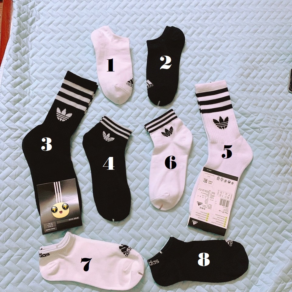 Tất - Vớ Adidas Cổ Trung và Cổ Cao Hàng VNXK ( Mua 5 Đôi Tặng 1 Đôi Adidas Cổ trung hàng VNXK)