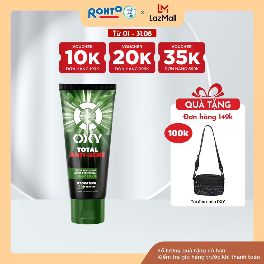 Sữa rửa mặt cho nam Oxy sạch sâu giảm mụn kiểm soát nhờn dạng kem Oxy Total Anti Acne 100g