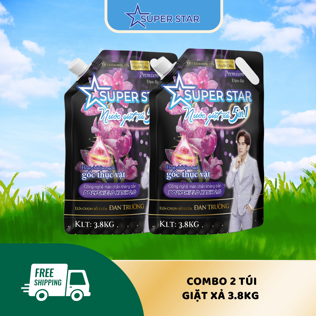 [Combo 2 Túi ] Nước Giặt Cao Cấp 5in1 Super Star ( 3,8kg - Cùng Loại )