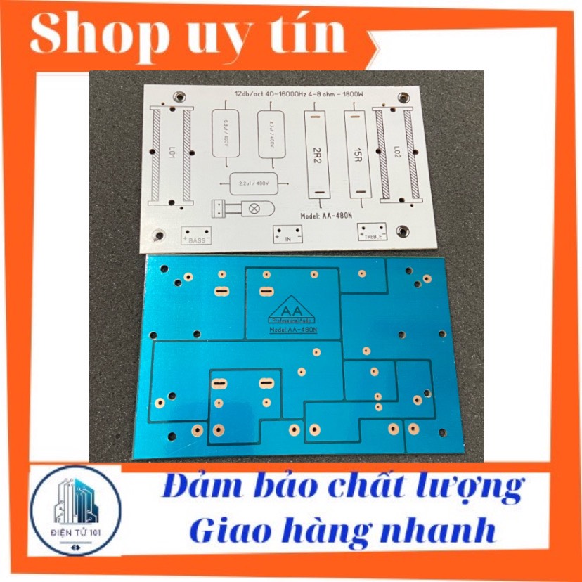 Bo mạch in PCB phân tần loa 1 bass 1 treble bản cao cấp trở nhôm bóng đèn