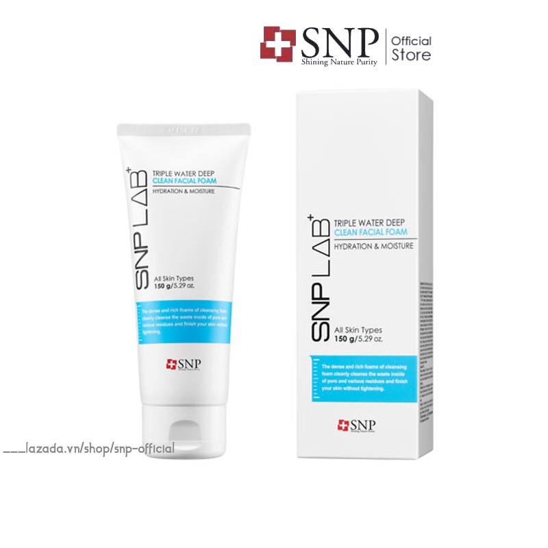 Sữa rửa mặt snp lab triple water deep clean facial foam dưỡng ẩm làm mềm da - dưỡng ẩm 3 bước với 3 loại nước