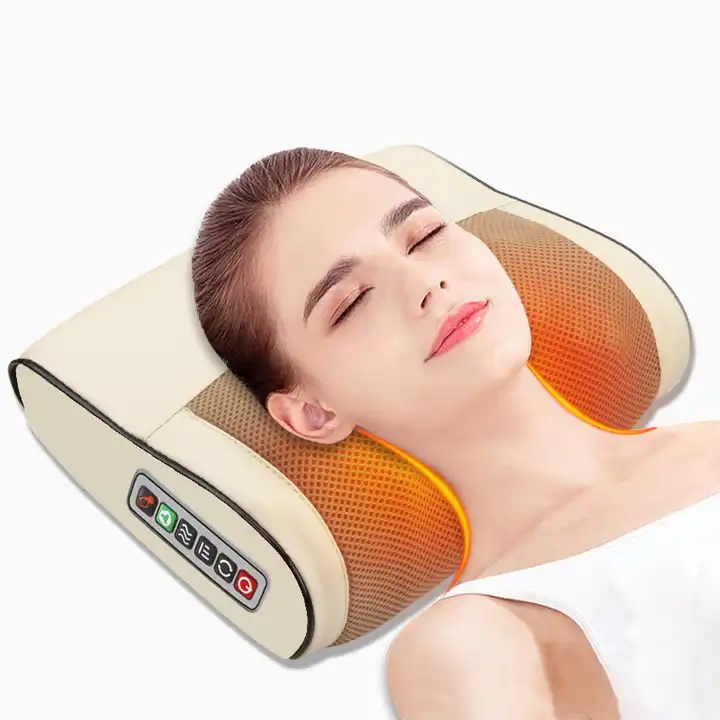 Gối massage hồng ngoại 16 bi nhật bản, gối massage cổ vai gáy giảm đau nhức mệt mỏi toàn thân – hàng chính hãng grose