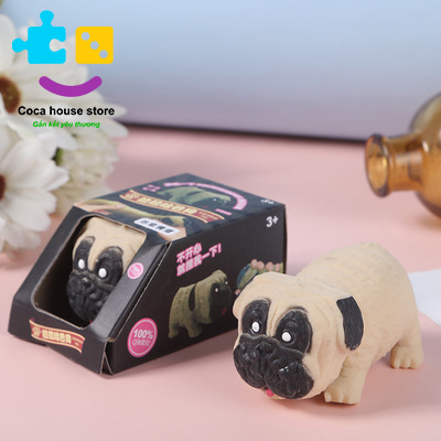 Đồ chơi giảm stress hình chó Pug, đồ chơi bóp tay silicon giảm căng thẳng hiệu quả