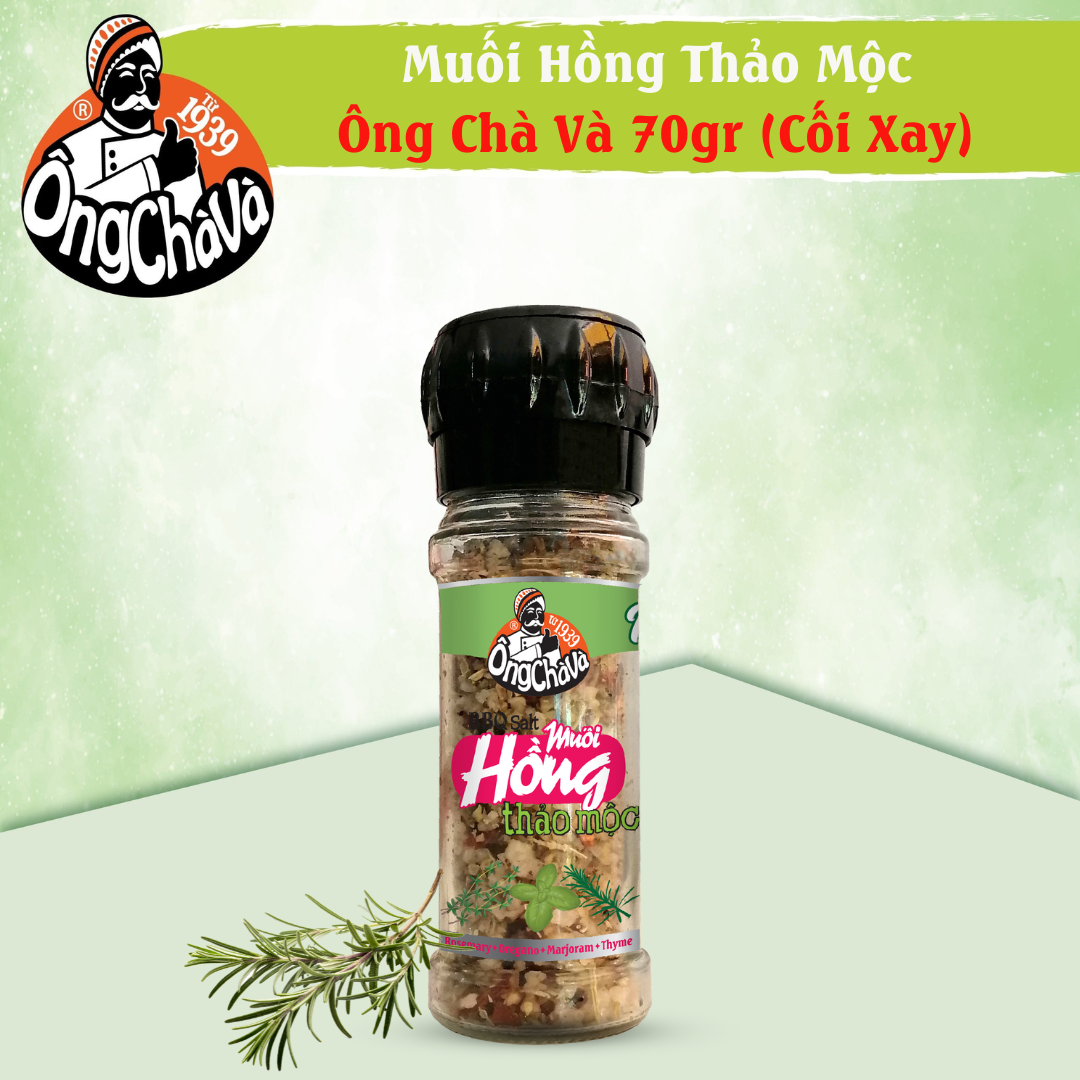 Muối hồng himalaya thảo mộc ông chà và 70g - có cối xay tiện lợi