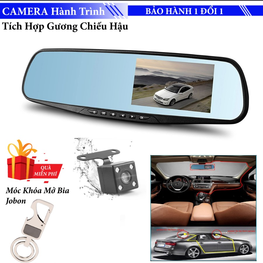Camera Hành Trình Gương Chiếu Hậu,Camera hành trình gắn gương ô tô xe hơi xe tải oto dạng gương chiếu hậu màn full HD 1080P tích hợp camera sau lùi xe