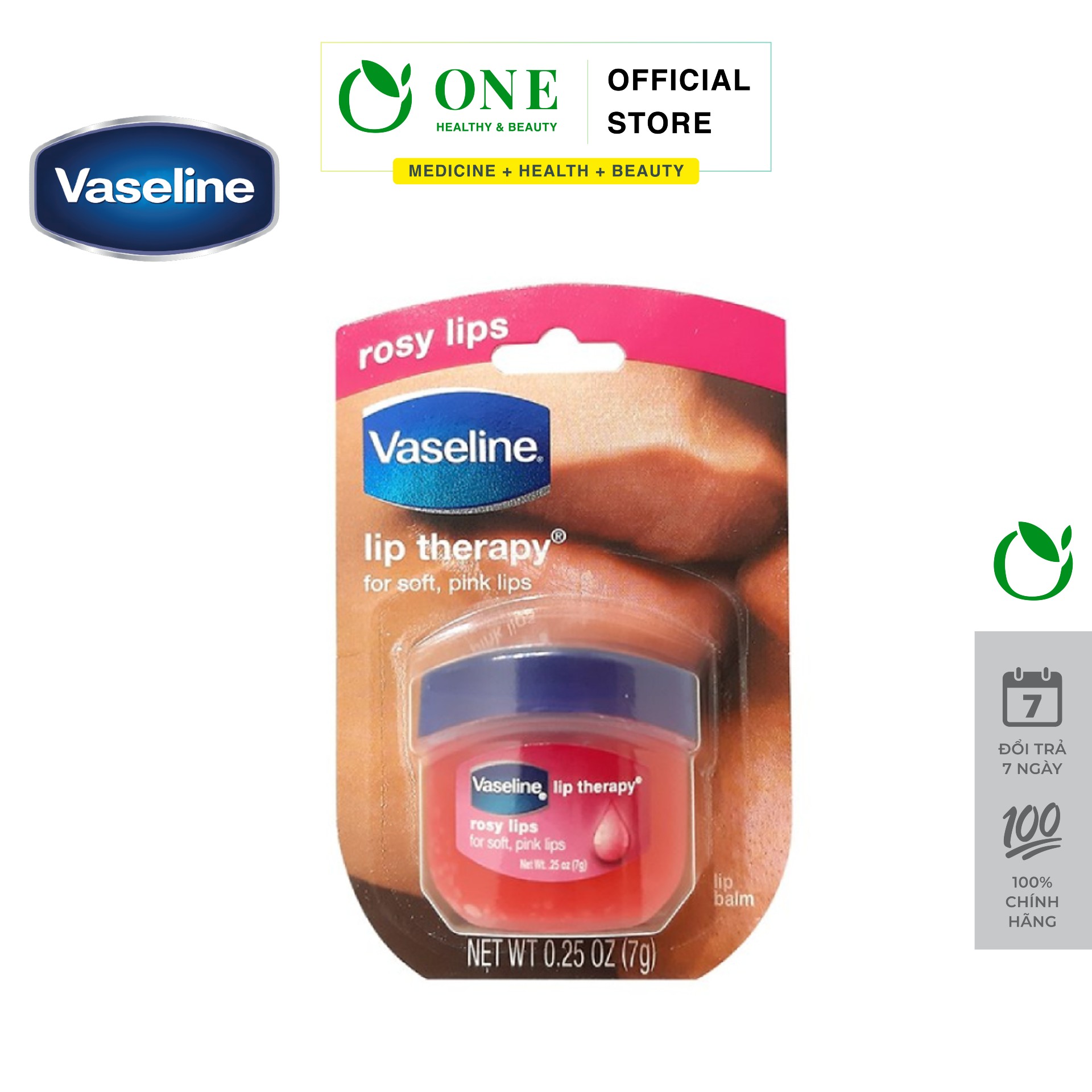 Sáp, son dưỡng hồng môi Vaseline Rosy Lips Therapy của Mỹ loại 7g