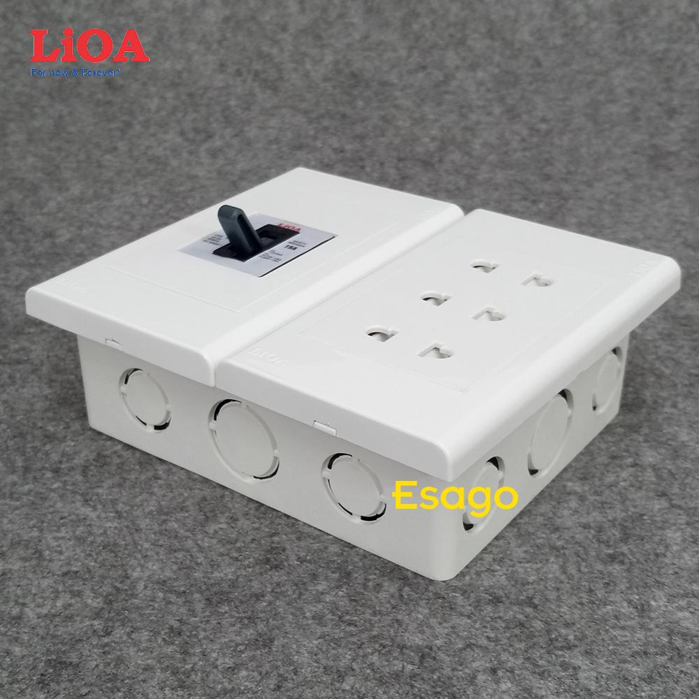 [HCM]Combo ổ cắm điện ba 2 chấu 16A LiOA (3520W) có cầu dao chống quá tải 15A - Âm tường