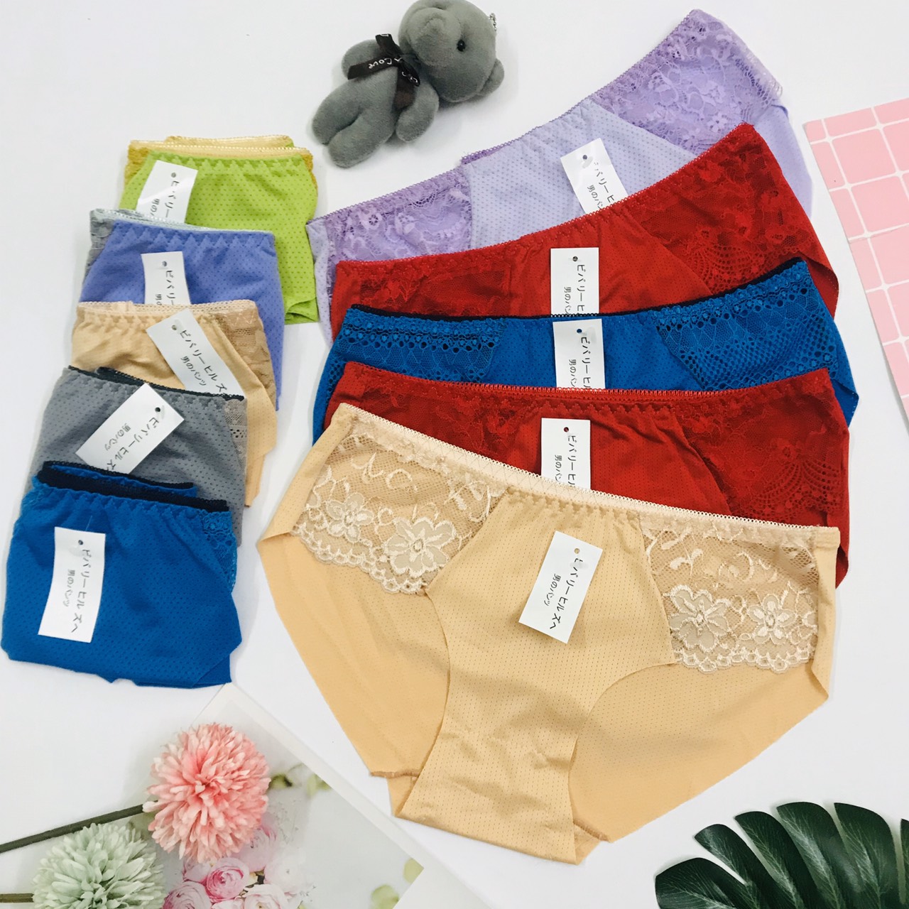 Quần lót nữ - Combo 10 quần lót phối ren thông hơi cao cấp 40-65kg ( nhiều loại chất liệu)