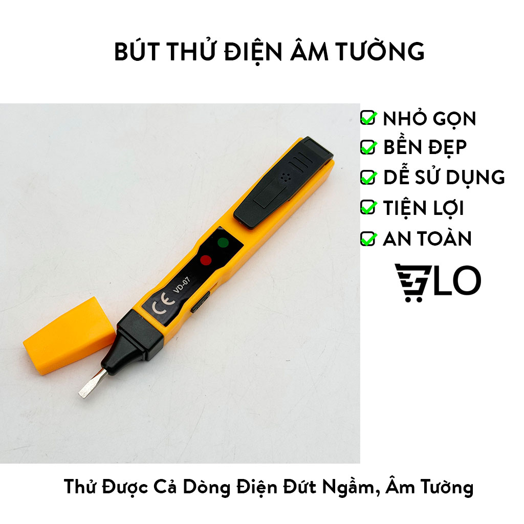 Bút thử điện âm tường xuyên tường kèm pin, que dò điện cảm ứng kỹ thuật số thông mạch có đèn báo và âm thanh